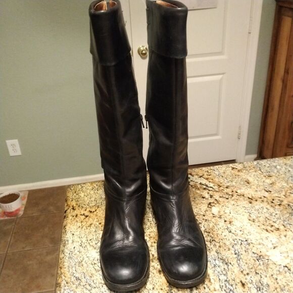 Jones Bootmaker Black Equestrian Riding Knee Booties Spain 9.5 Leather Heels Zip - Picture 5 of 12